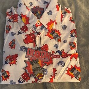 DIXXON White and Red Casual Button Down Shirt